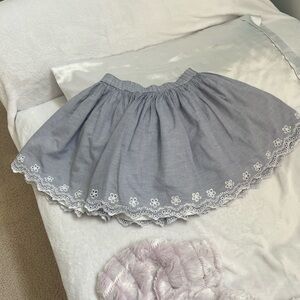 Elegant Striped Skirt with Lace Trim